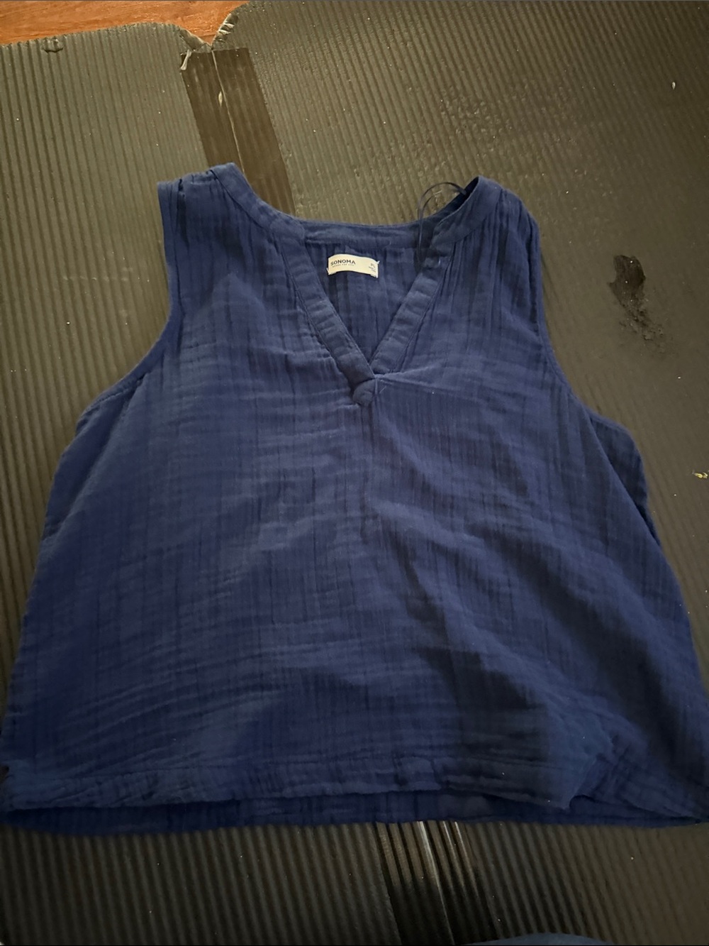 Sonoma navy blue Sleeveless V-Neck Cotton Gauze Top